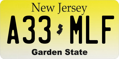 NJ license plate A33MLF