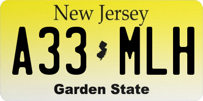 NJ license plate A33MLH