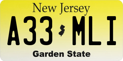NJ license plate A33MLI