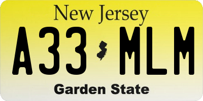 NJ license plate A33MLM