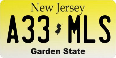 NJ license plate A33MLS