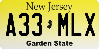 NJ license plate A33MLX