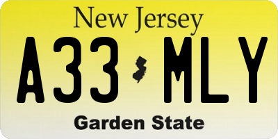 NJ license plate A33MLY