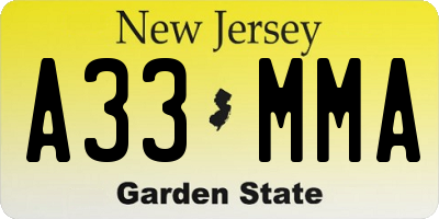 NJ license plate A33MMA