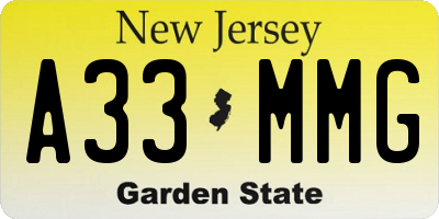 NJ license plate A33MMG