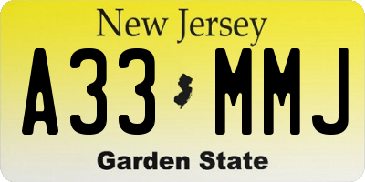 NJ license plate A33MMJ