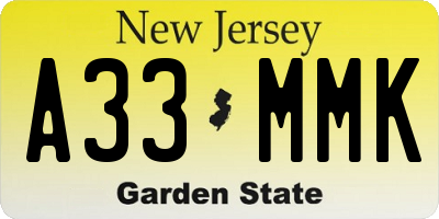 NJ license plate A33MMK