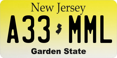 NJ license plate A33MML