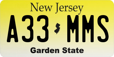 NJ license plate A33MMS