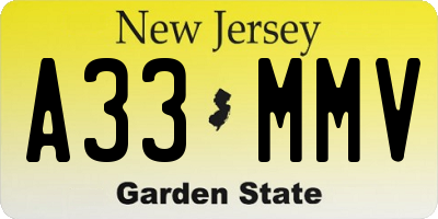 NJ license plate A33MMV