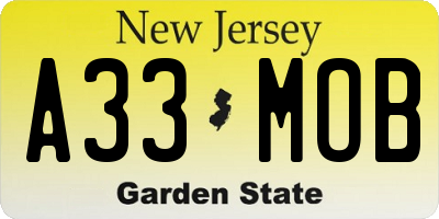 NJ license plate A33MOB