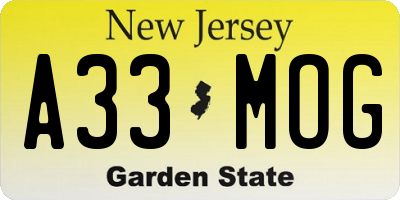 NJ license plate A33MOG