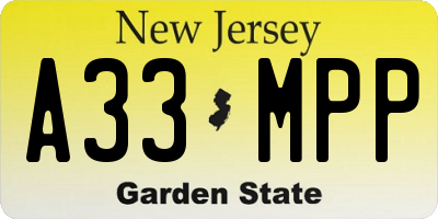 NJ license plate A33MPP