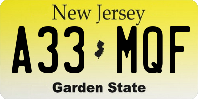 NJ license plate A33MQF