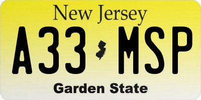 NJ license plate A33MSP