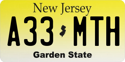 NJ license plate A33MTH