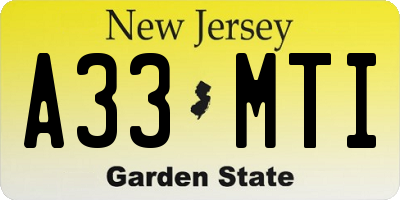 NJ license plate A33MTI