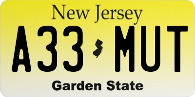 NJ license plate A33MUT