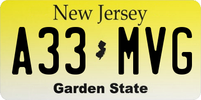 NJ license plate A33MVG