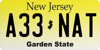 NJ license plate A33NAT