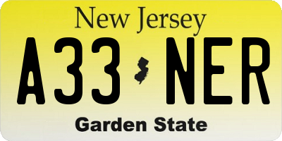NJ license plate A33NER