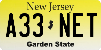 NJ license plate A33NET