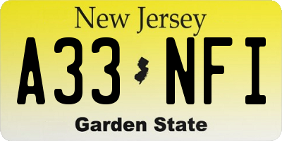 NJ license plate A33NFI