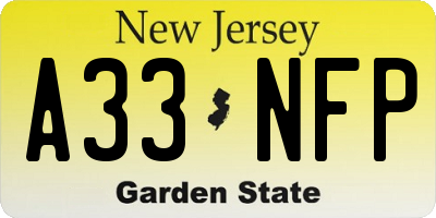 NJ license plate A33NFP