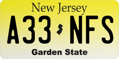 NJ license plate A33NFS