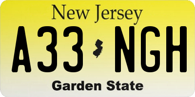 NJ license plate A33NGH