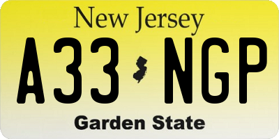 NJ license plate A33NGP