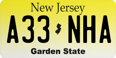 NJ license plate A33NHA