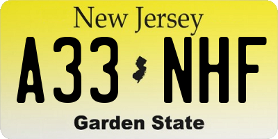 NJ license plate A33NHF