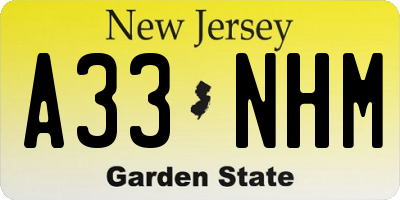 NJ license plate A33NHM