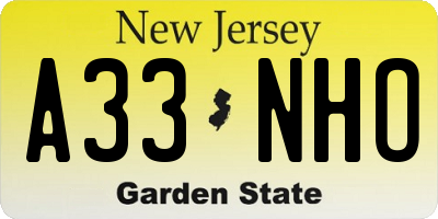 NJ license plate A33NHO