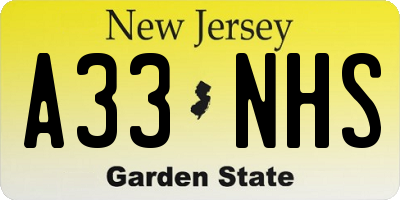 NJ license plate A33NHS