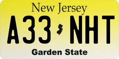 NJ license plate A33NHT