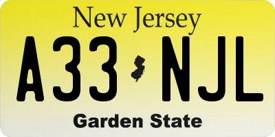 NJ license plate A33NJL