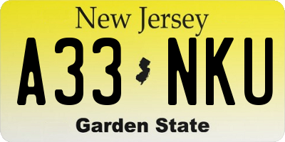 NJ license plate A33NKU