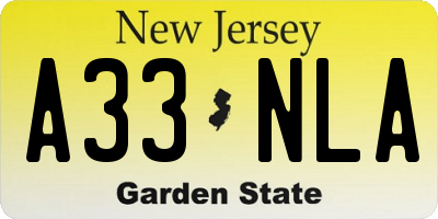 NJ license plate A33NLA