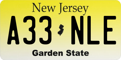 NJ license plate A33NLE
