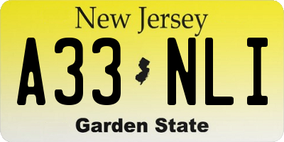 NJ license plate A33NLI