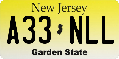 NJ license plate A33NLL