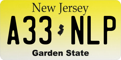 NJ license plate A33NLP