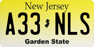NJ license plate A33NLS
