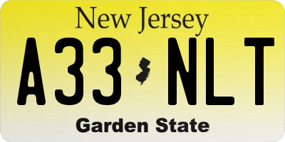 NJ license plate A33NLT
