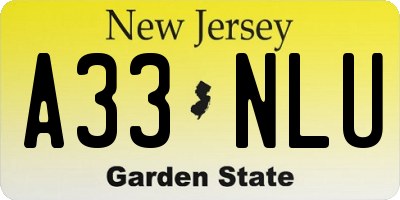 NJ license plate A33NLU