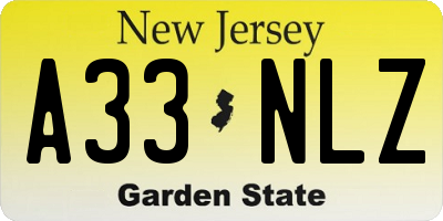 NJ license plate A33NLZ