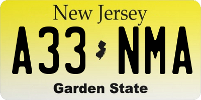 NJ license plate A33NMA