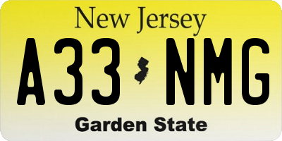 NJ license plate A33NMG
